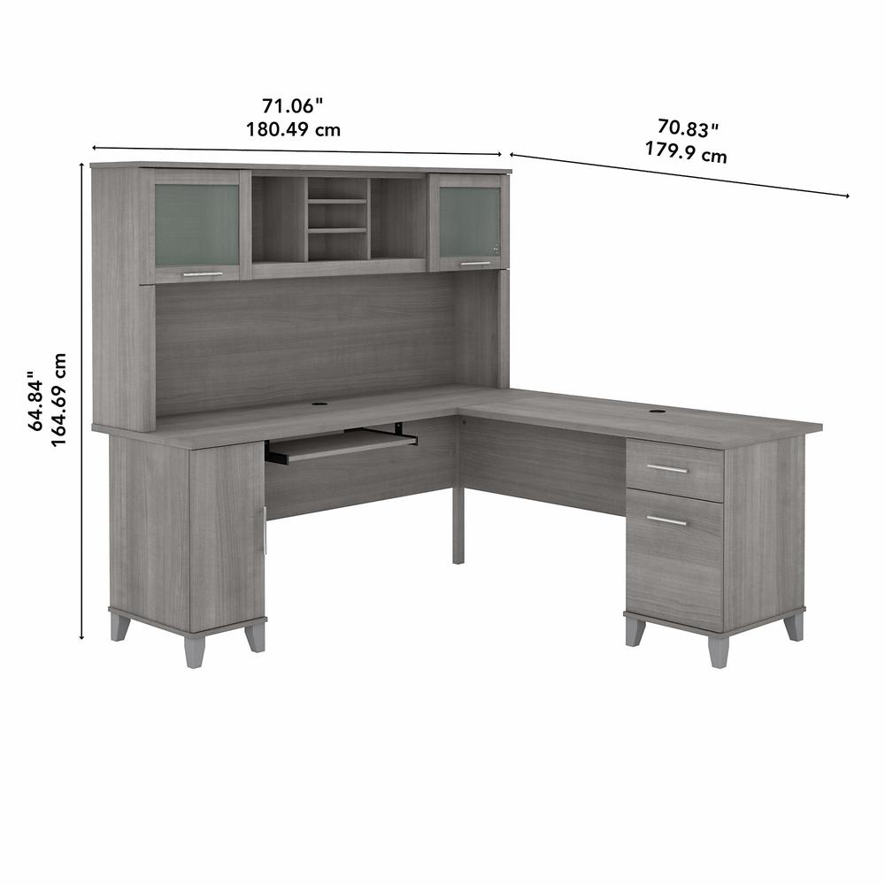 Bush Furniture Somerset 72W L Shaped Desk with Hutch, Platinum Gray. Picture 5