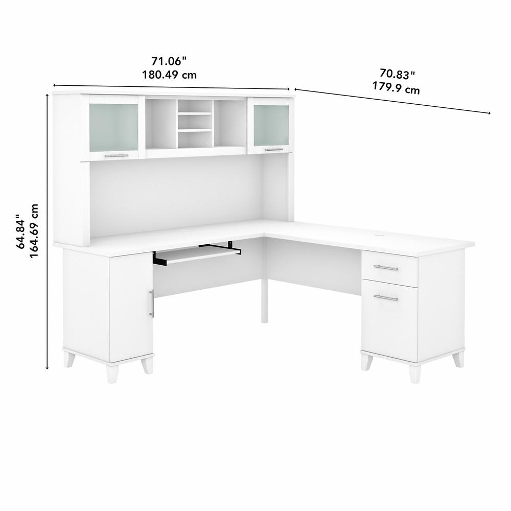 Bush Furniture Somerset 72W L Shaped Desk with Hutch, White. Picture 5