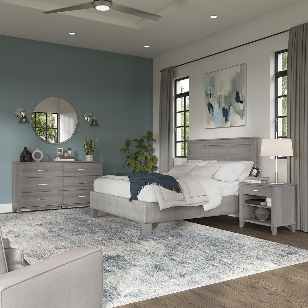 Bush Furniture Somerset Full/Queen Size Headboard, Dresser and Nightstand Bedroom Set, Platinum Gray. Picture 2