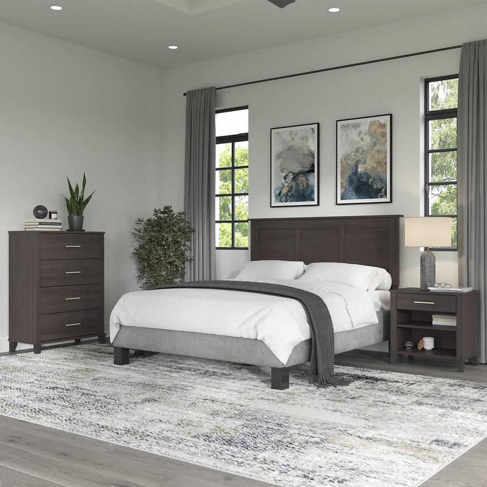 Bush Furniture Somerset Full/Queen Size Headboard, Chest of Drawers and Nightstand Bedroom Set, Storm Gray. Picture 2