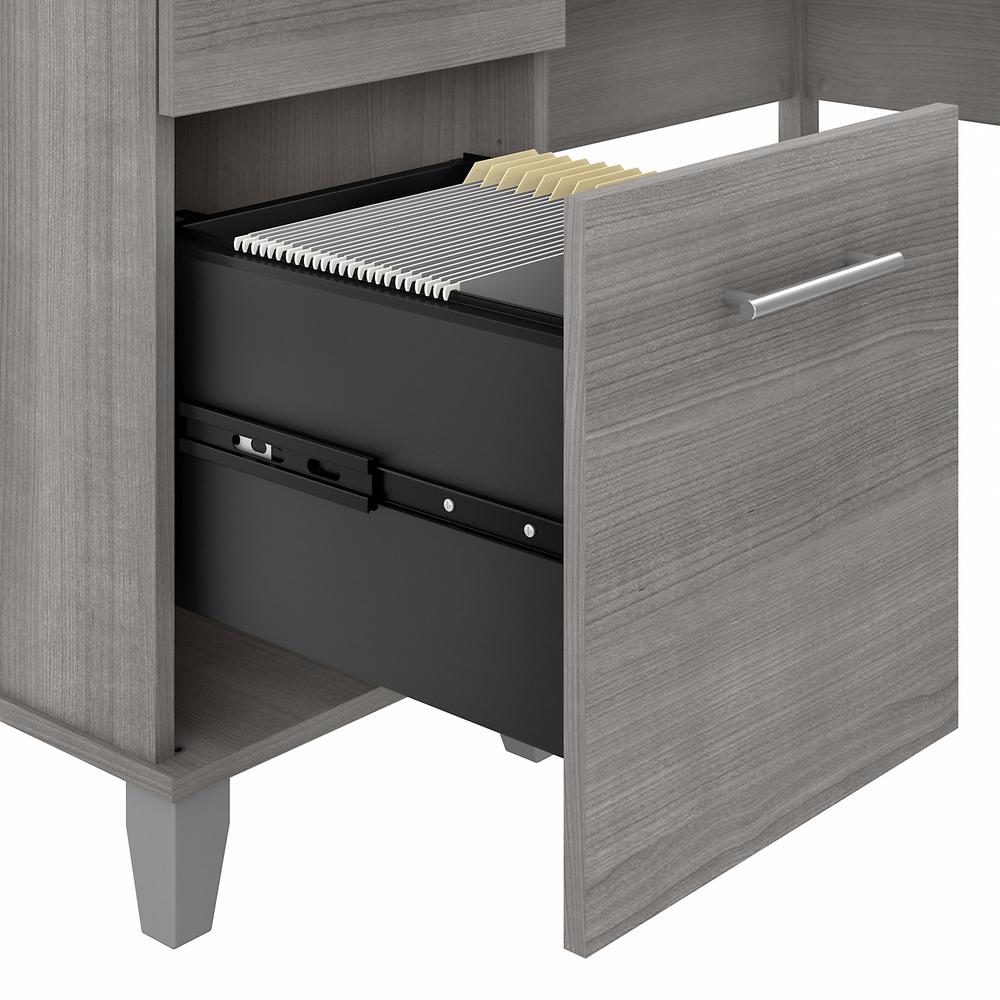 Bush Furniture Somerset 60W L Shaped Desk with Hutch and Lateral File Cabinet, Platinum Gray. Picture 6