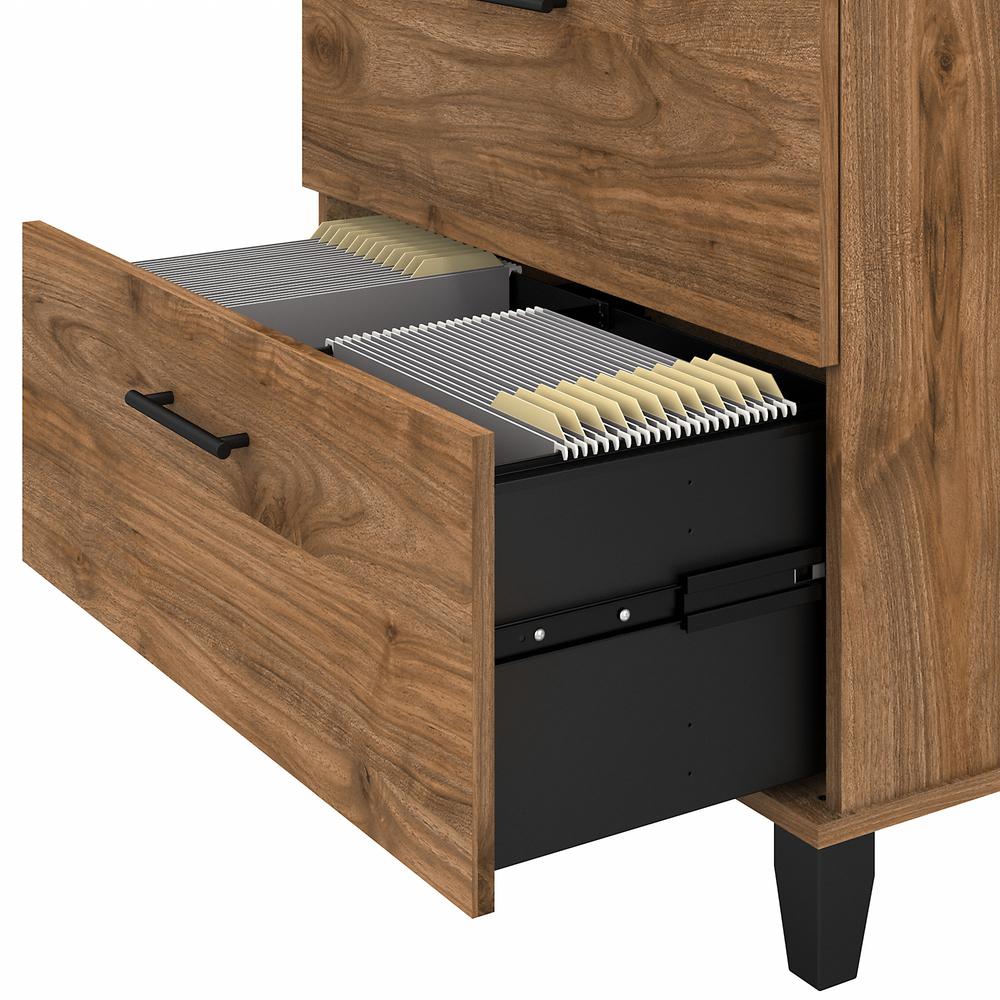 Bush Furniture Somerset 60W Office Desk with Lateral File Cabinet and 5 Shelf Bookcase, Fresh Walnut. Picture 6
