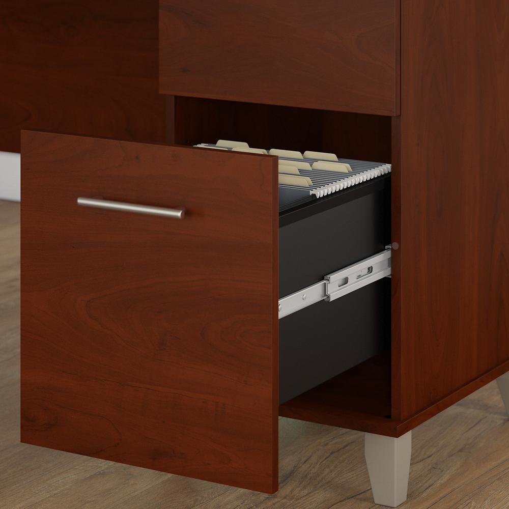 Bush Furniture Somerset 60W Office Desk with Lateral File Cabinet and 5 Shelf Bookcase, Hansen Cherry. Picture 4
