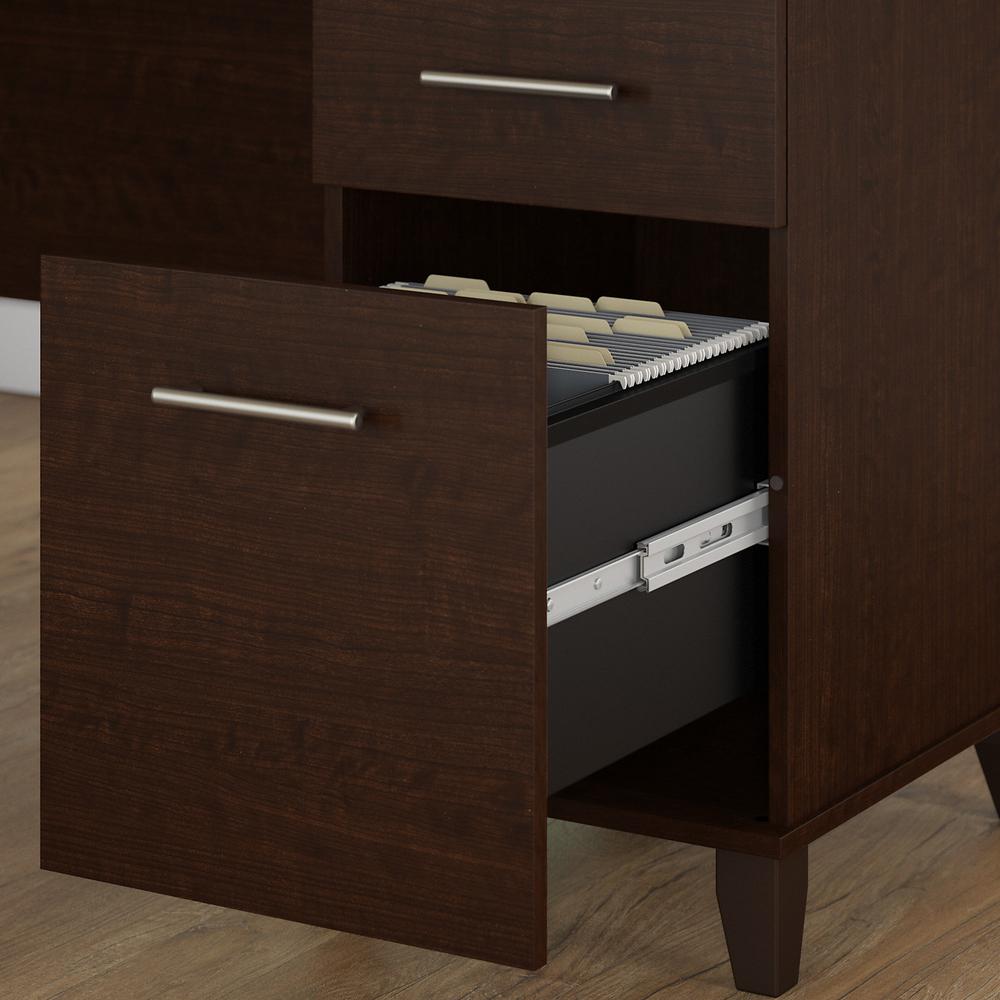 Bush Furniture Somerset 60W Office Desk with Lateral File Cabinet and 5 Shelf Bookcase, Mocha Cherry. Picture 4