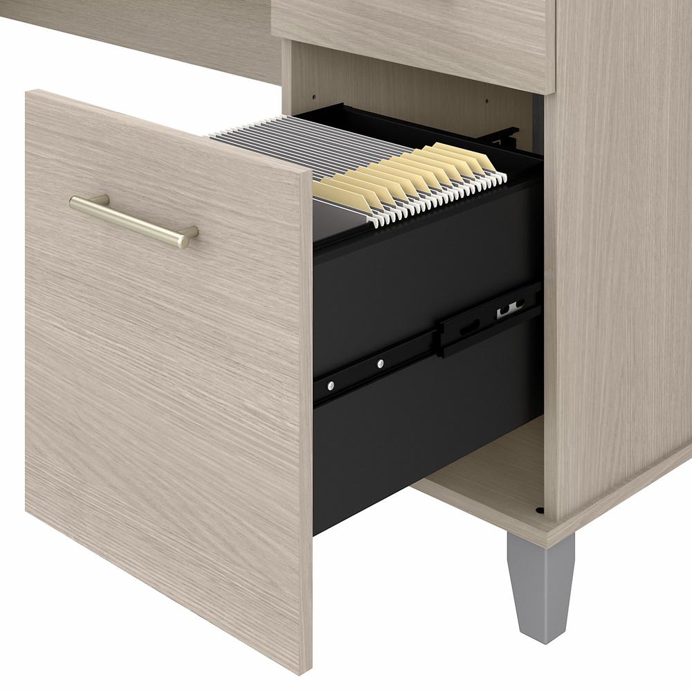 Bush Furniture Somerset 60W Office Desk with Lateral File Cabinet and 5 Shelf Bookcase, Sand Oak. Picture 6