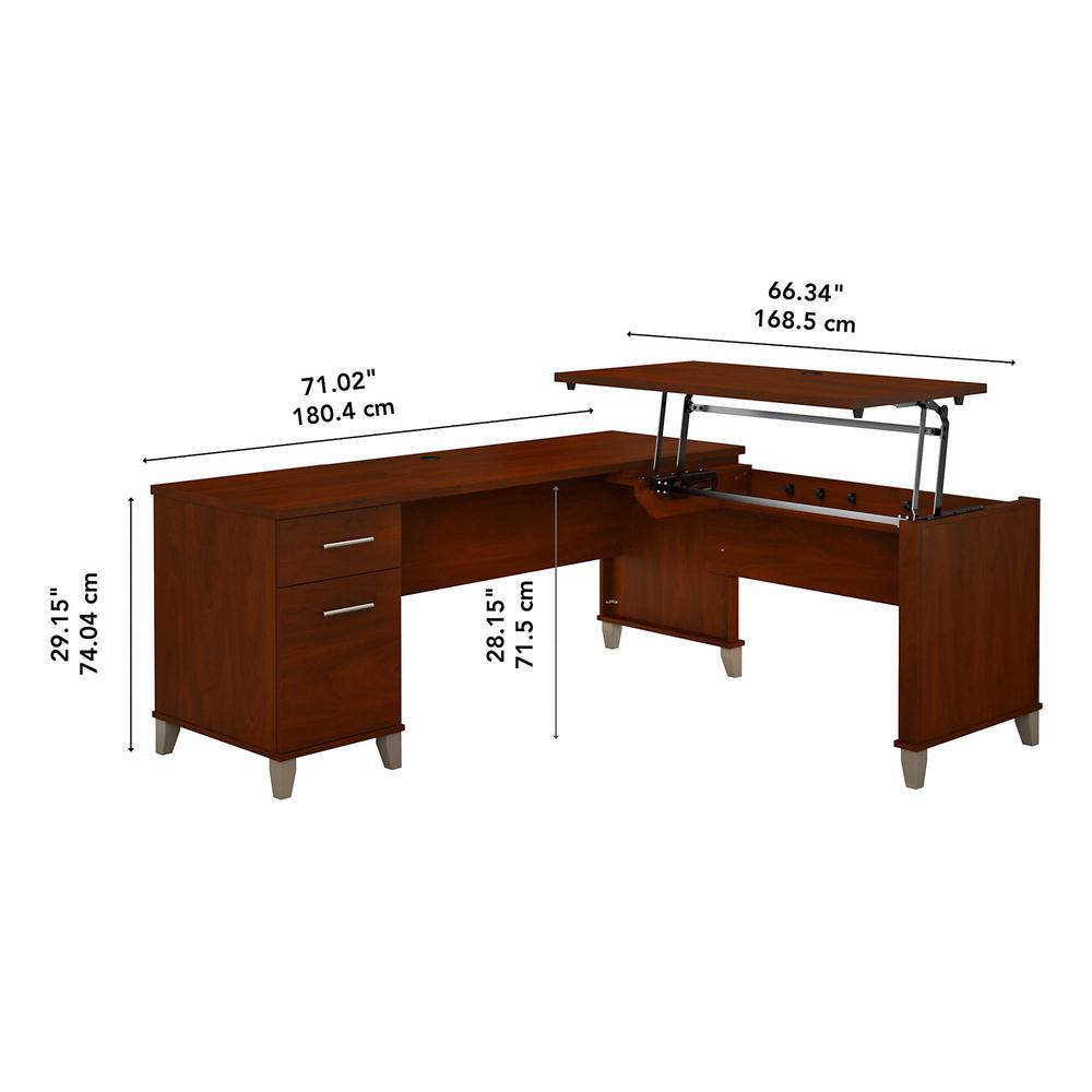 72W 3 Position Sit to Stand L Shaped Desk Hansen Cherry. Picture 5