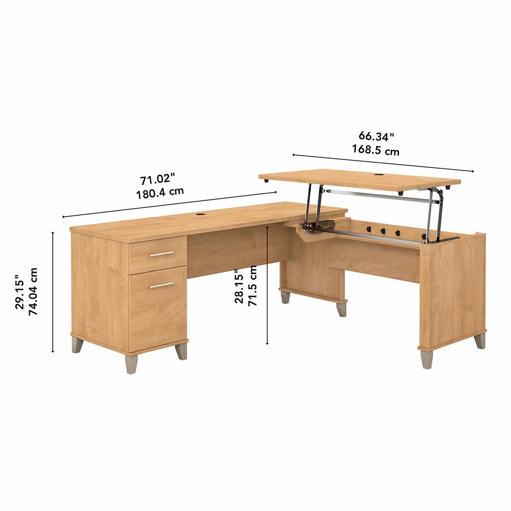 72W 3 Position Sit to Stand L Shaped Desk Maple Cross. Picture 5