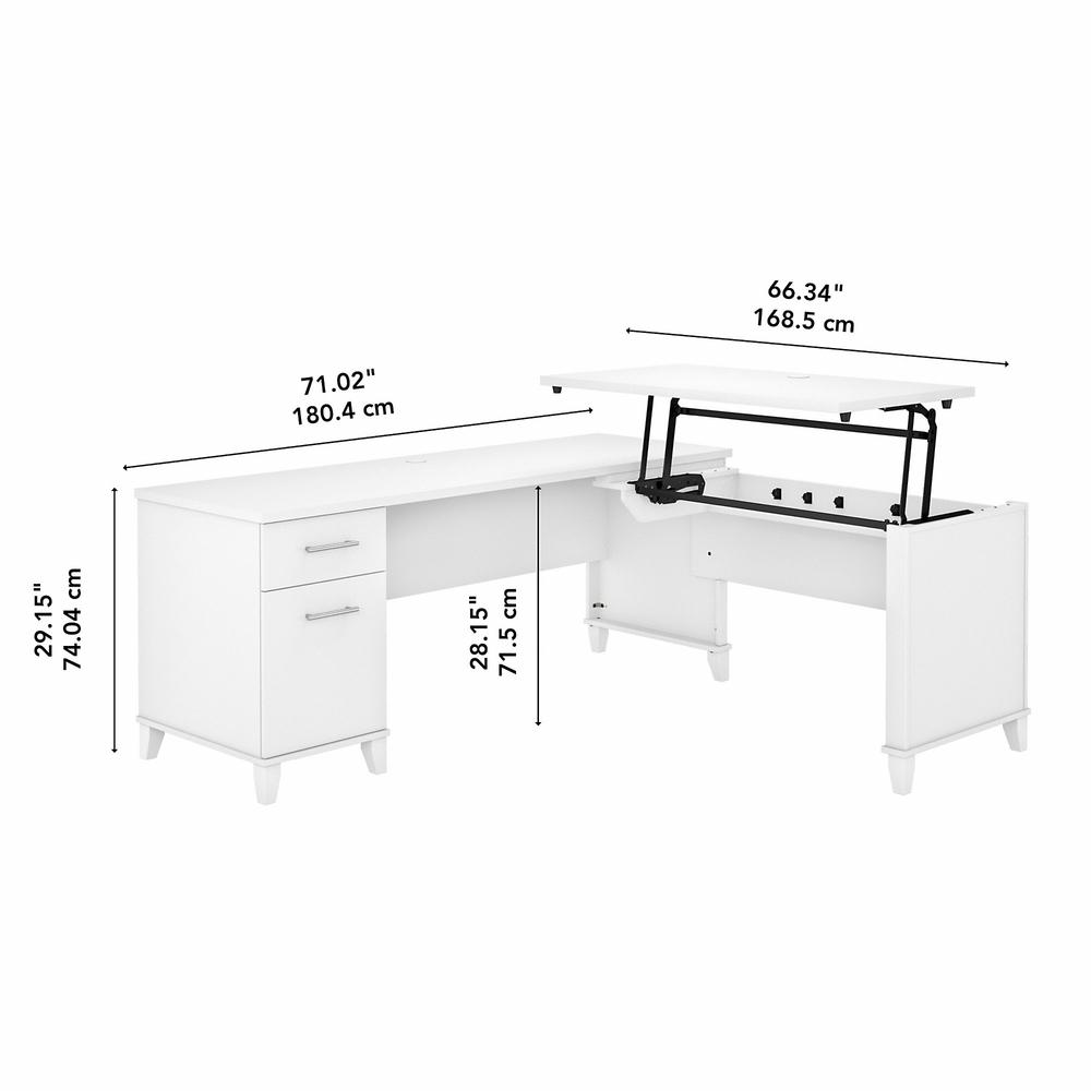 72W 3 Position Sit to Stand L Shaped Desk White. Picture 5