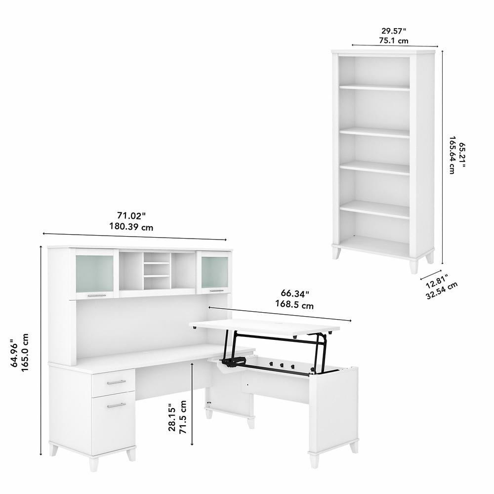 Bush Furniture Somerset 72W 3 Position Sit to Stand L Shaped Desk with ...