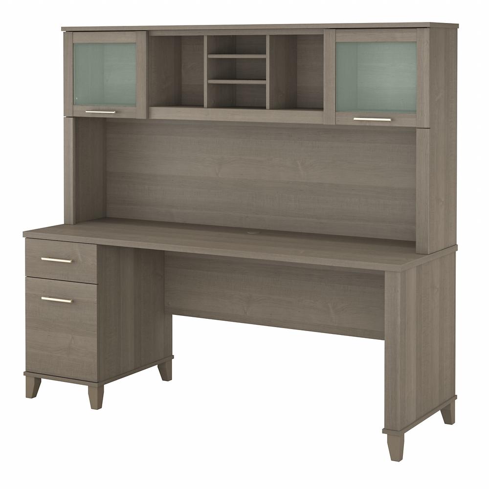 Bush Furniture Somerset 72W Office Desk with Drawers and Hutch in Ash Gray. The main picture.