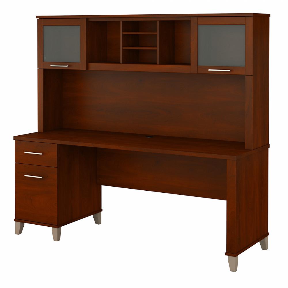 Bush Furniture Somerset 72W Office Desk with Drawers and Hutch, Hansen Cherry. Picture 1