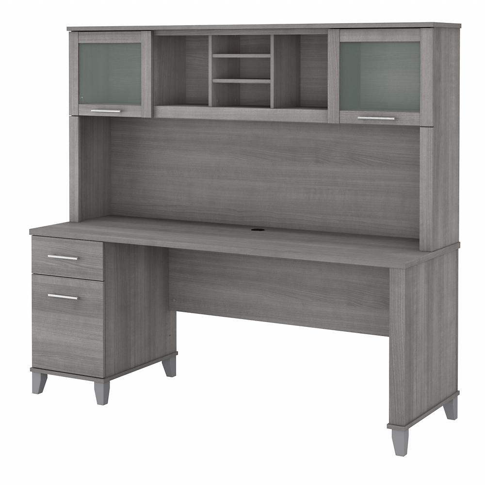 Bush Furniture Somerset 72W Office Desk with Drawers and Hutch, Platinum Gray. Picture 1