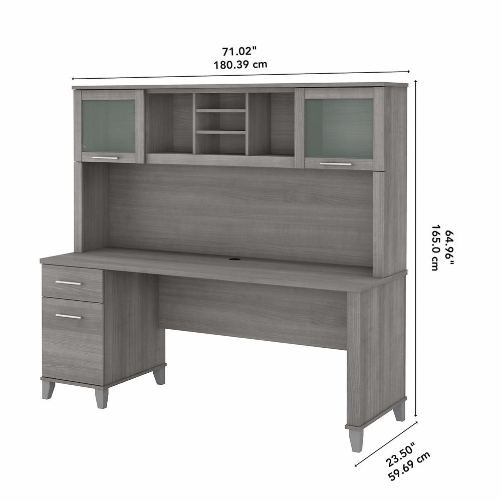 Bush Furniture Somerset 72W Office Desk with Drawers and Hutch, Platinum Gray. Picture 5