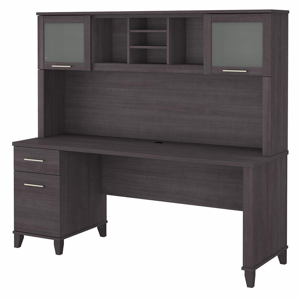 Bush Furniture Somerset 72W Office Desk with Drawers and Hutch, Storm Gray. Picture 2