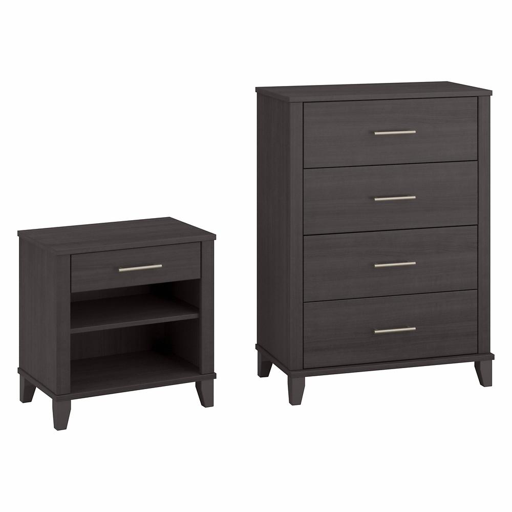 Bush Furniture Somerset Chest of Drawers and Nightstand Set, Storm Gray. Picture 1