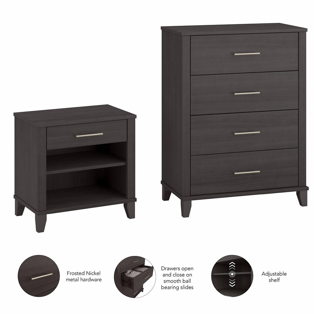 Bush Furniture Somerset Chest of Drawers and Nightstand Set, Storm Gray. Picture 4