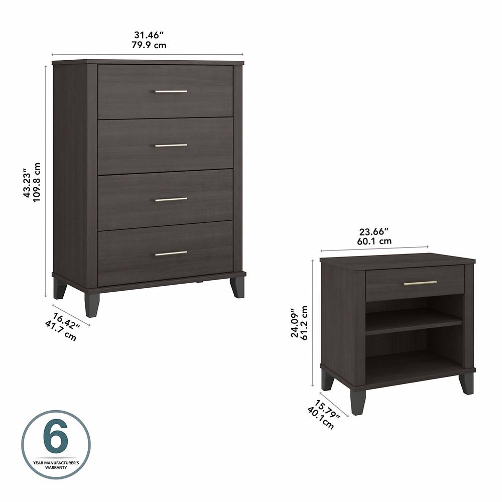 Bush Furniture Somerset Chest of Drawers and Nightstand Set, Storm Gray. Picture 5