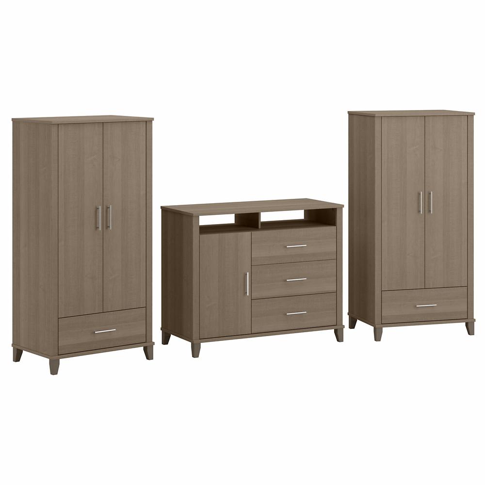 Bush Furniture Somerset Large Armoire Cabinets with Dresser TV Stand, Ash Gray. Picture 1