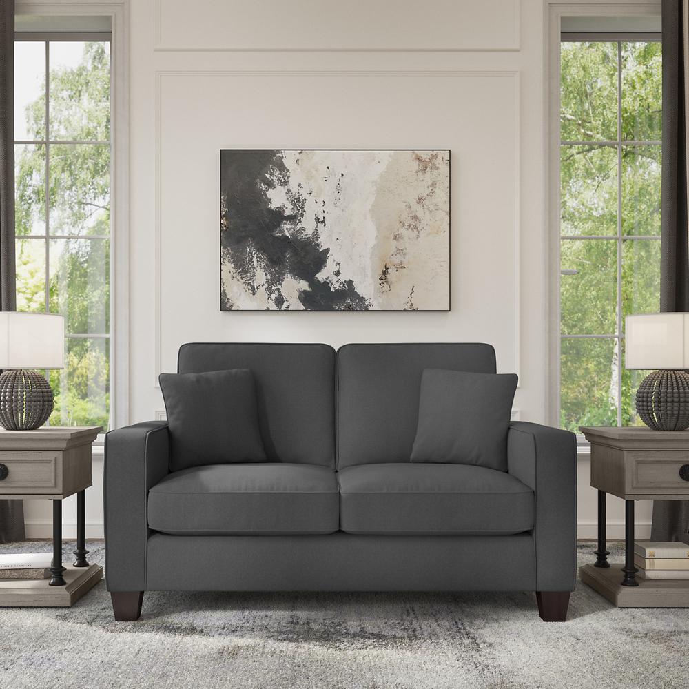 Bush Furniture Stockton 61W Loveseat - Charcoal Gray Herringbone. Picture 4