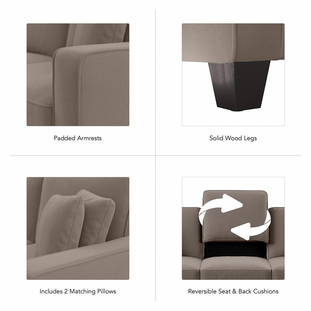 Bush Furniture Stockton 61W Loveseat in Tan Microsuede Fabric. Picture 2