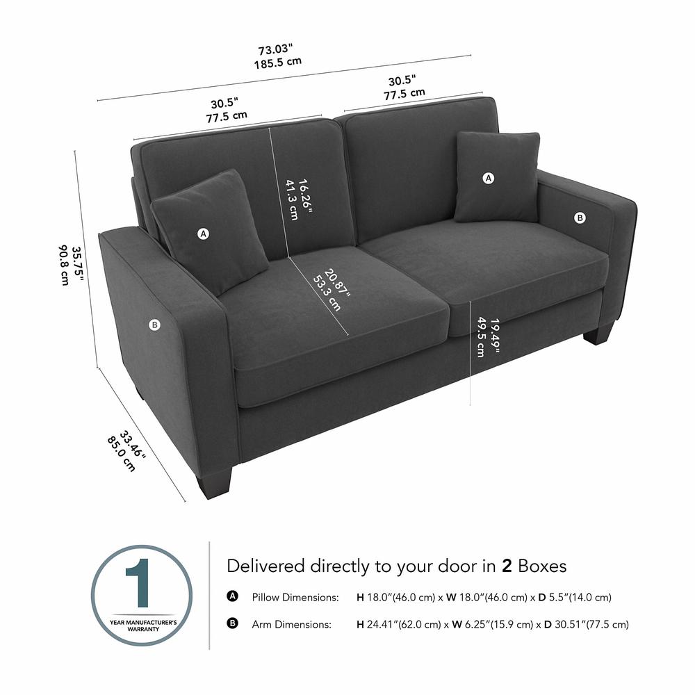 Bush Furniture Stockton 73W Sofa - Charcoal Gray Herringbone. Picture 7