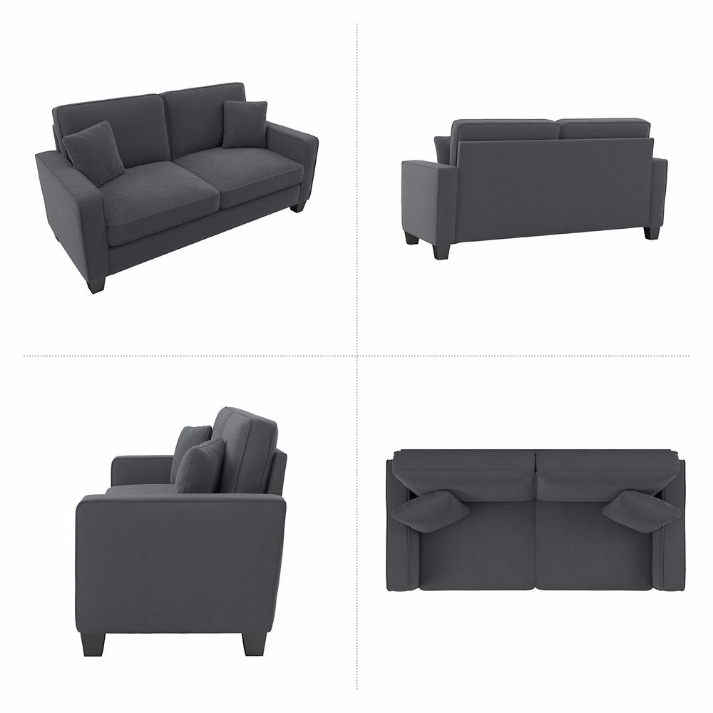 Bush Furniture Stockton 73W Sofa in Dark Gray Microsuede Fabric. Picture 3