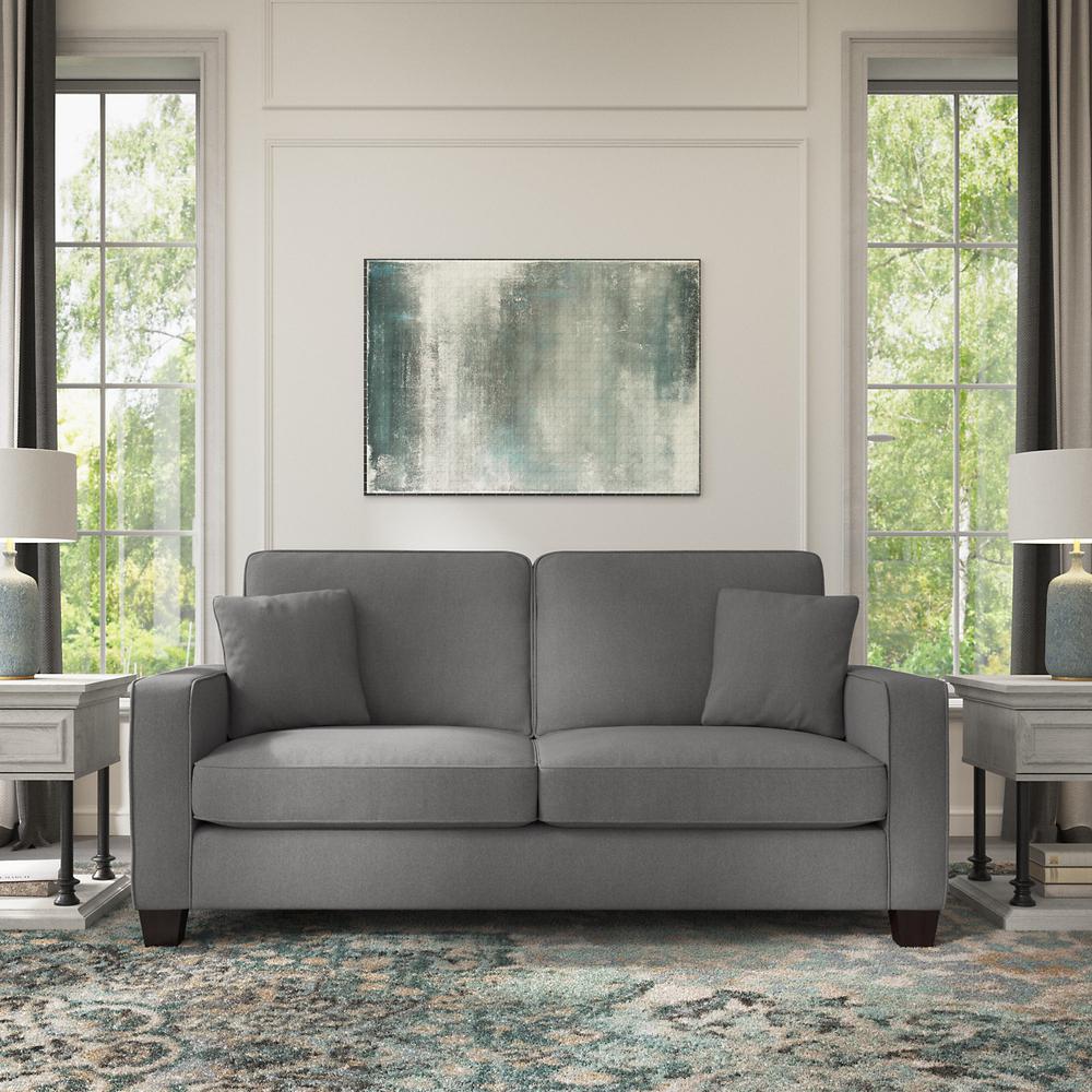 Bush Furniture Stockton 73W Sofa - French Gray Herringbone Fabric. Picture 2