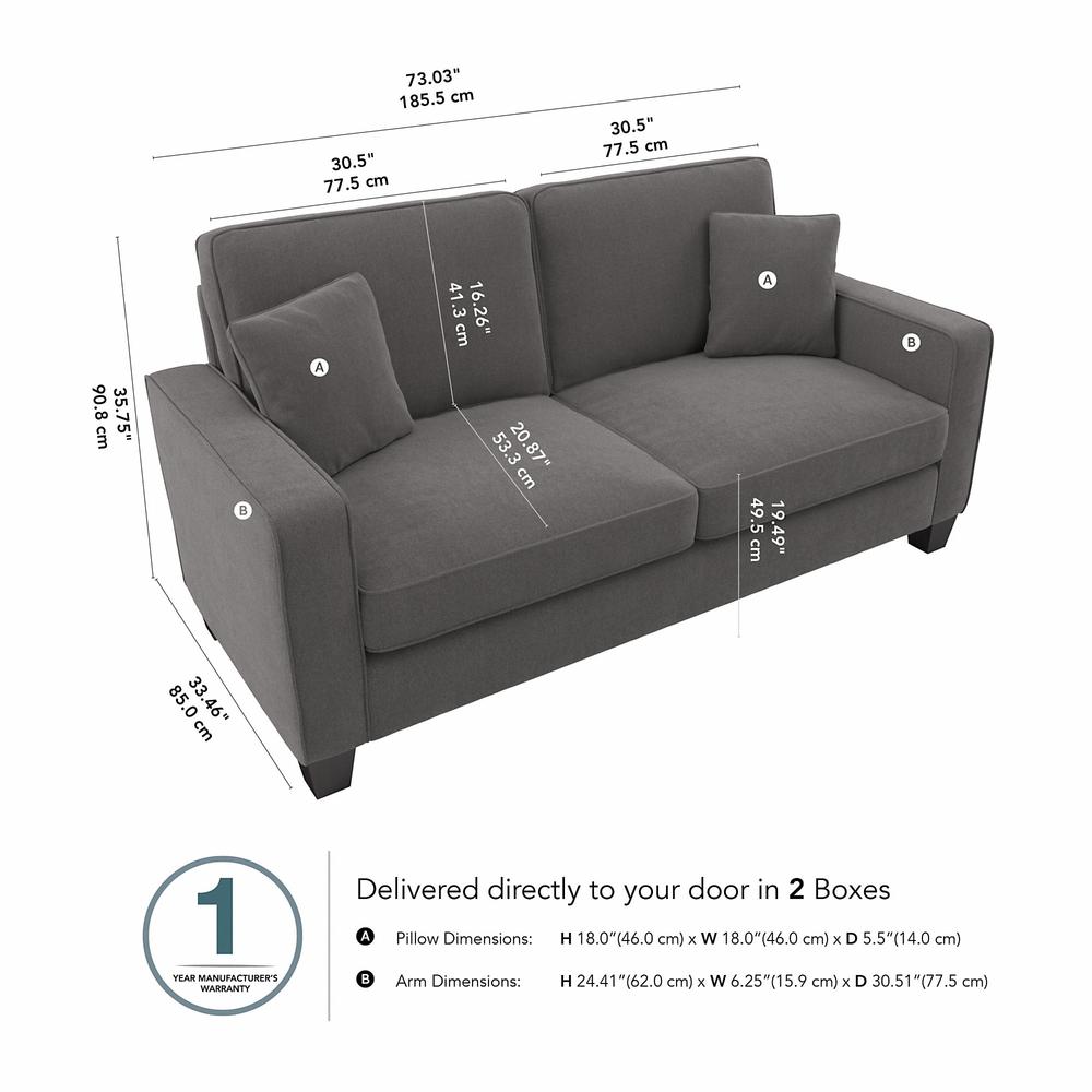 Bush Furniture Stockton 73W Sofa - French Gray Herringbone Fabric. Picture 7