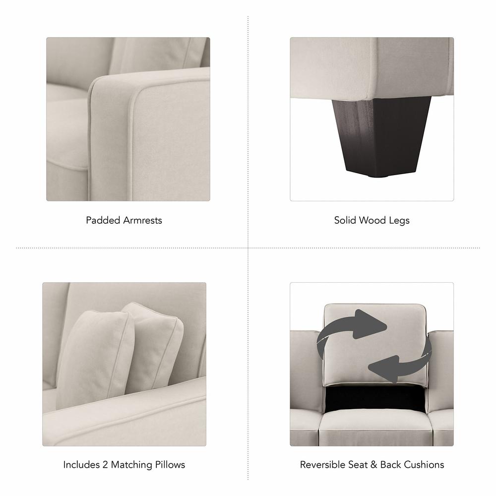 Bush Furniture Stockton 73W Sofa in Light Beige Microsuede Fabric. Picture 2