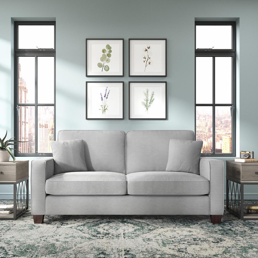 Bush Furniture Stockton 73W Sofa in Light Gray Microsuede Fabric. Picture 3