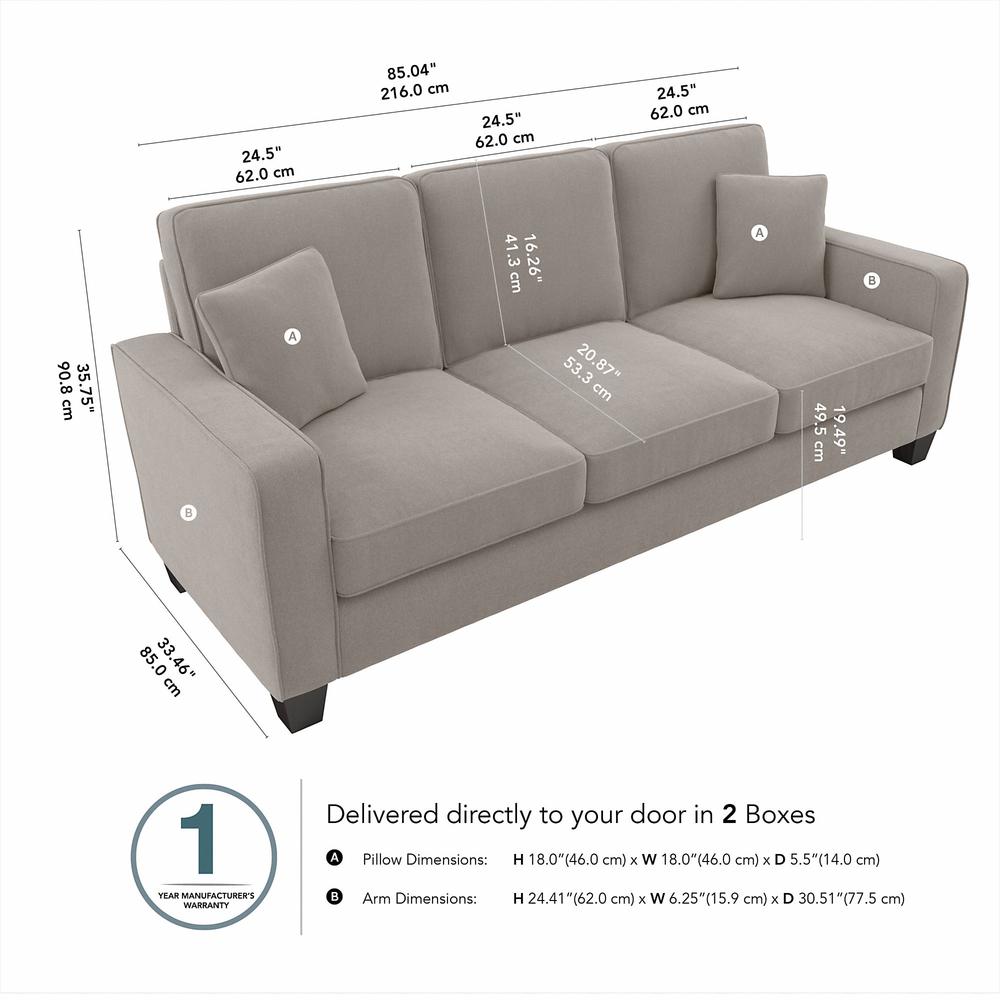 Bush Furniture Stockton 85W Sofa - Beige Herringbone Fabric. Picture 8