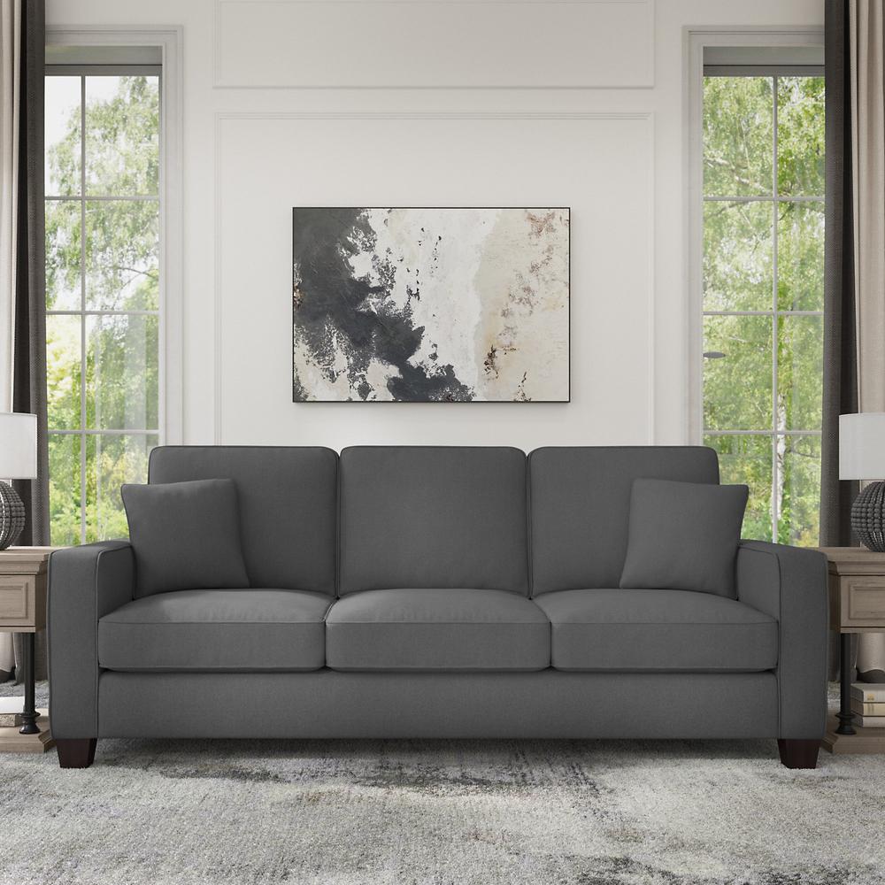 Bush Furniture Stockton 85W Sofa - Charcoal Gray Herringbone. Picture 2