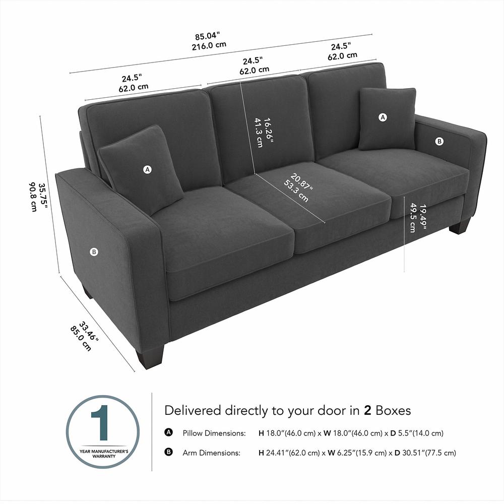 Bush Furniture Stockton 85W Sofa - Charcoal Gray Herringbone. Picture 7