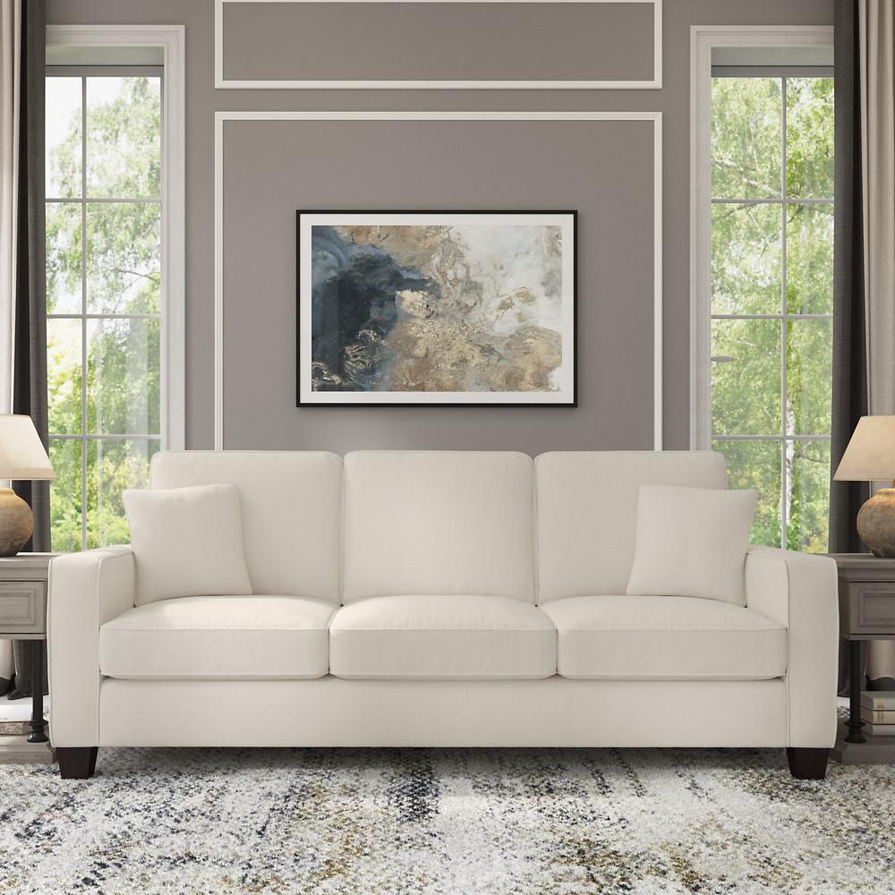 Bush Furniture Stockton 85W Sofa - Cream Herringbone Fabric. Picture 2