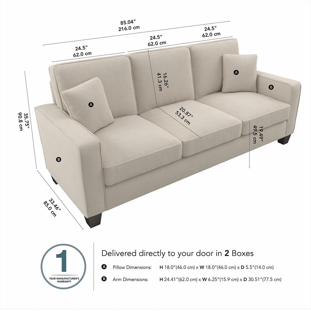 Bush Furniture Stockton 85W Sofa - Cream Herringbone Fabric. Picture 8