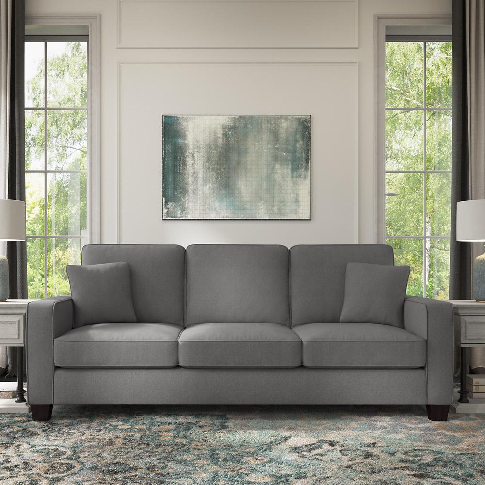 Bush Furniture Stockton 85W Sofa - French Gray Herringbone Fabric. Picture 2
