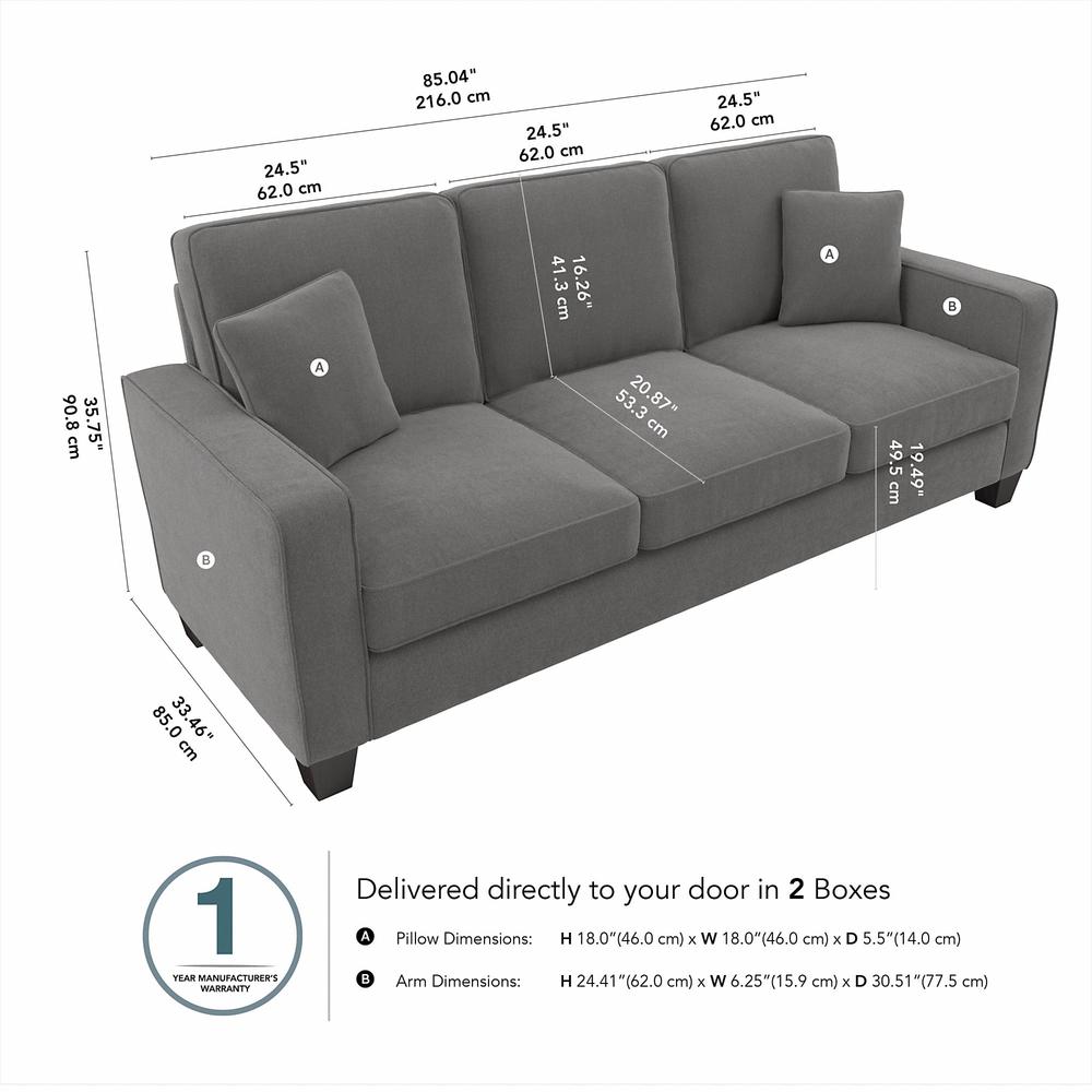 Bush Furniture Stockton 85W Sofa - French Gray Herringbone Fabric. Picture 8