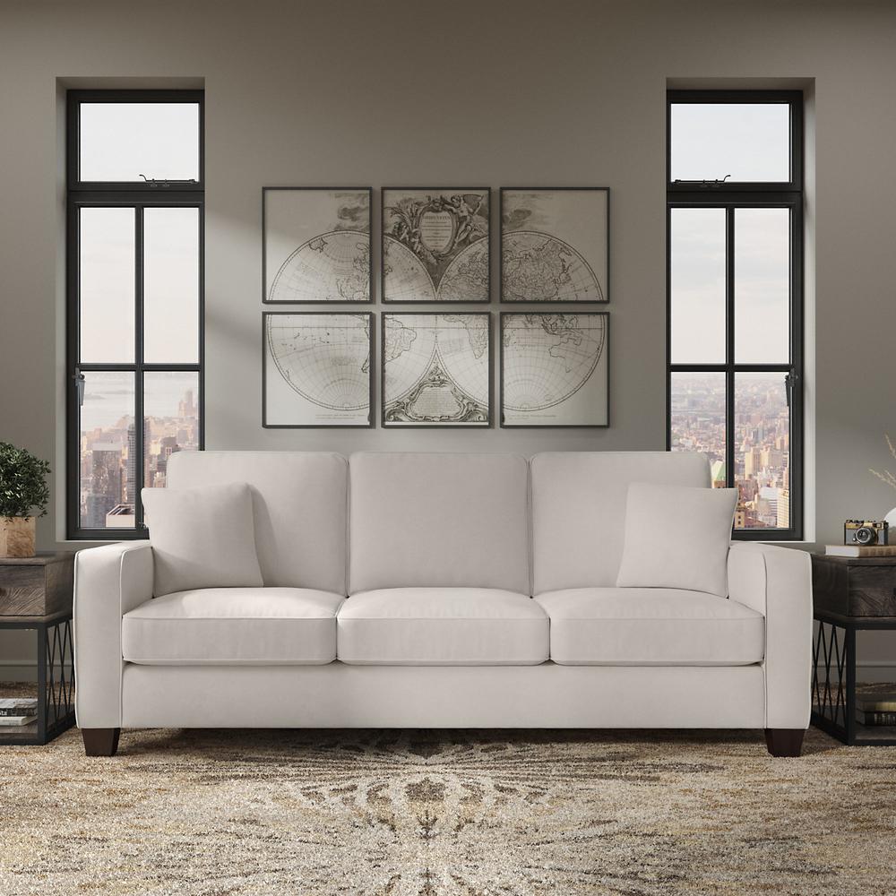 Bush Furniture Stockton 85W Sofa in Light Beige Microsuede Fabric. Picture 3