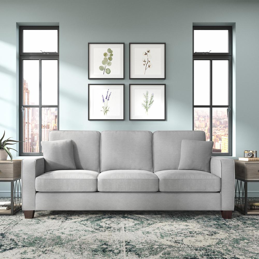 Bush Furniture Stockton 85W Sofa in Light Gray Microsuede Fabric. Picture 4