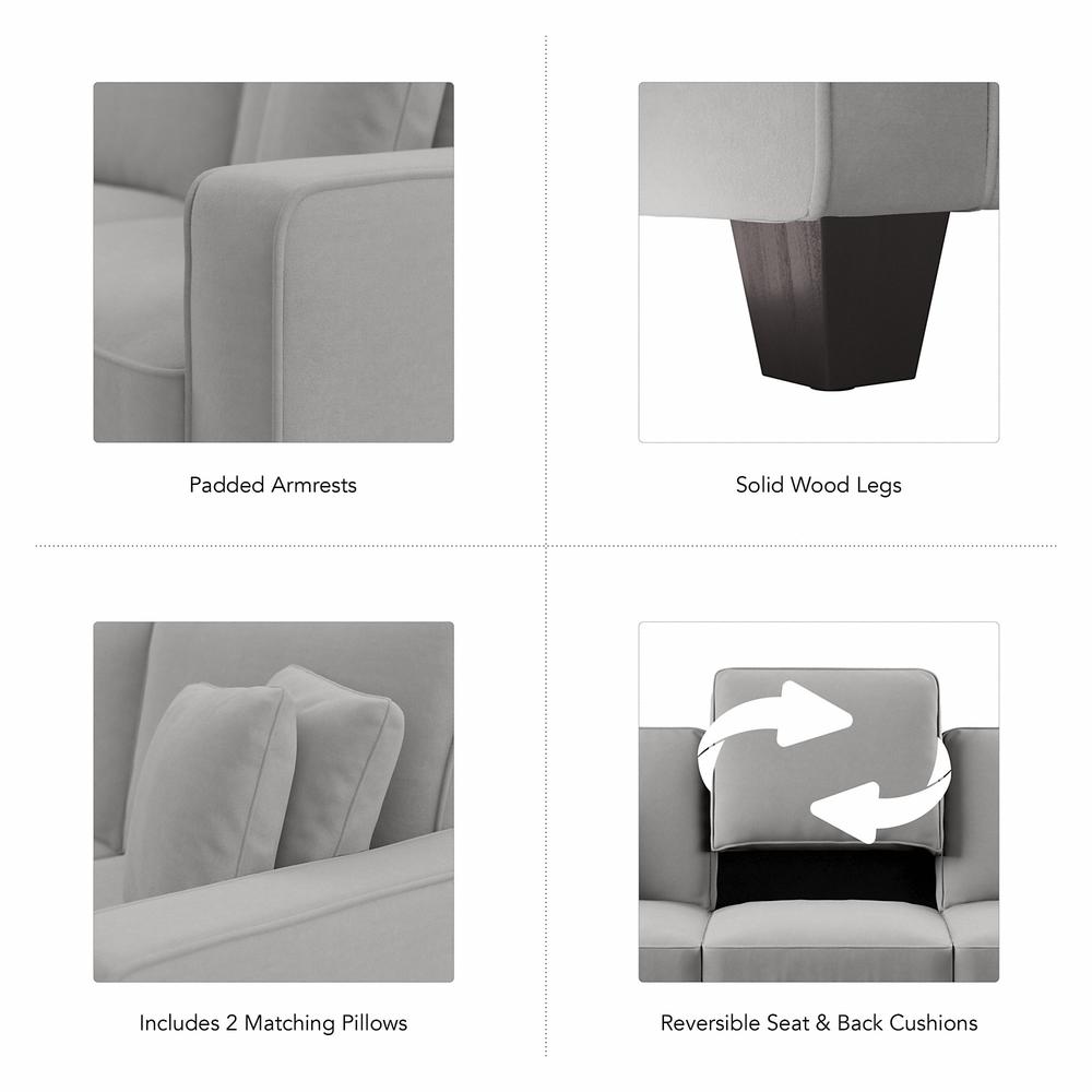 Bush Furniture Stockton 85W Sofa in Light Gray Microsuede Fabric. Picture 3