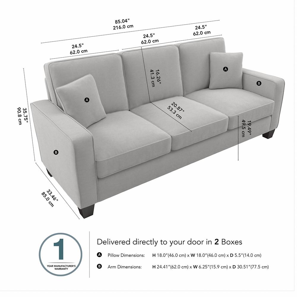 Bush Furniture Stockton 85W Sofa in Light Gray Microsuede Fabric. Picture 7