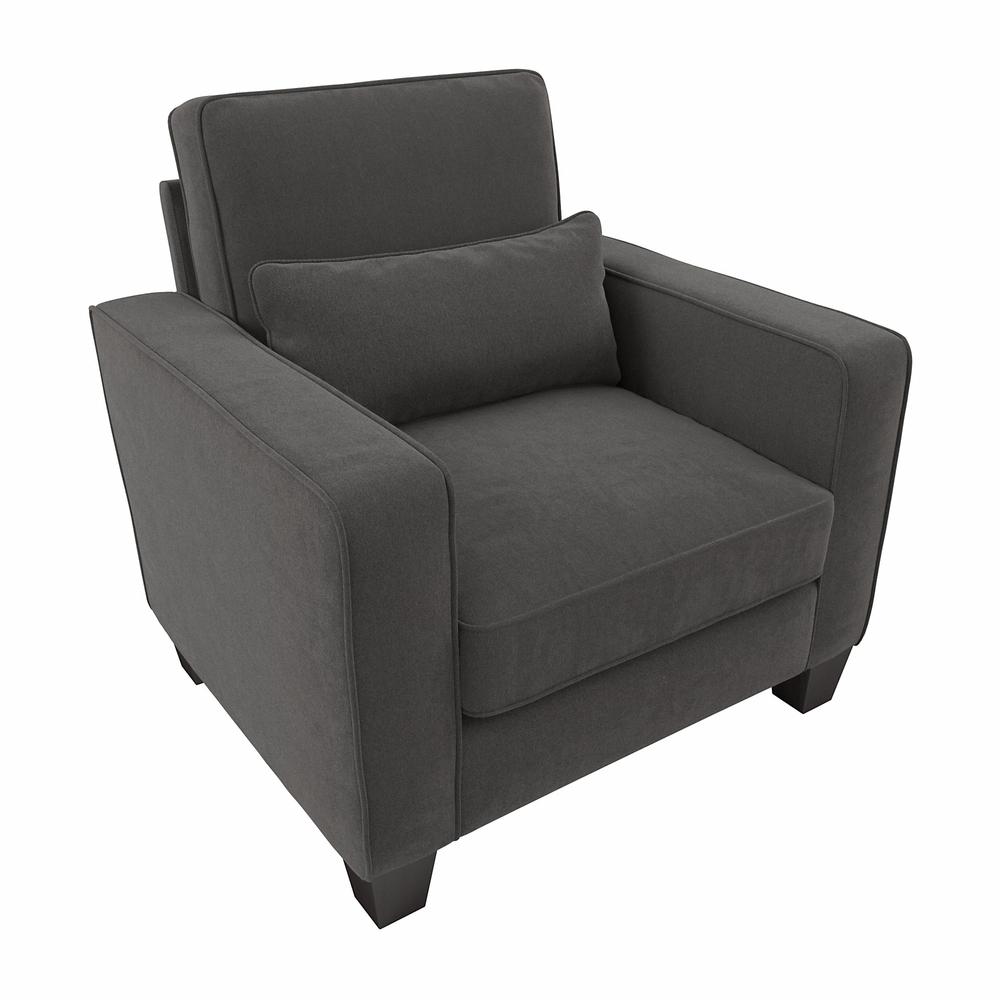 Bush Furniture Stockton Accent Chair with Arms - Charcoal Gray Herringbone. Picture 1