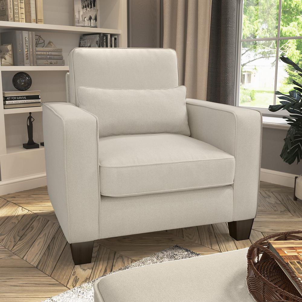 Bush Furniture Stockton Accent Chair with Arms - Cream Herringbone Fabric. Picture 4