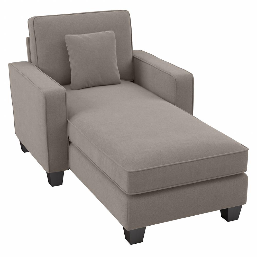 Bush Furniture Stockton Chaise Lounge with Arms - Beige Herringbone Fabric. Picture 1