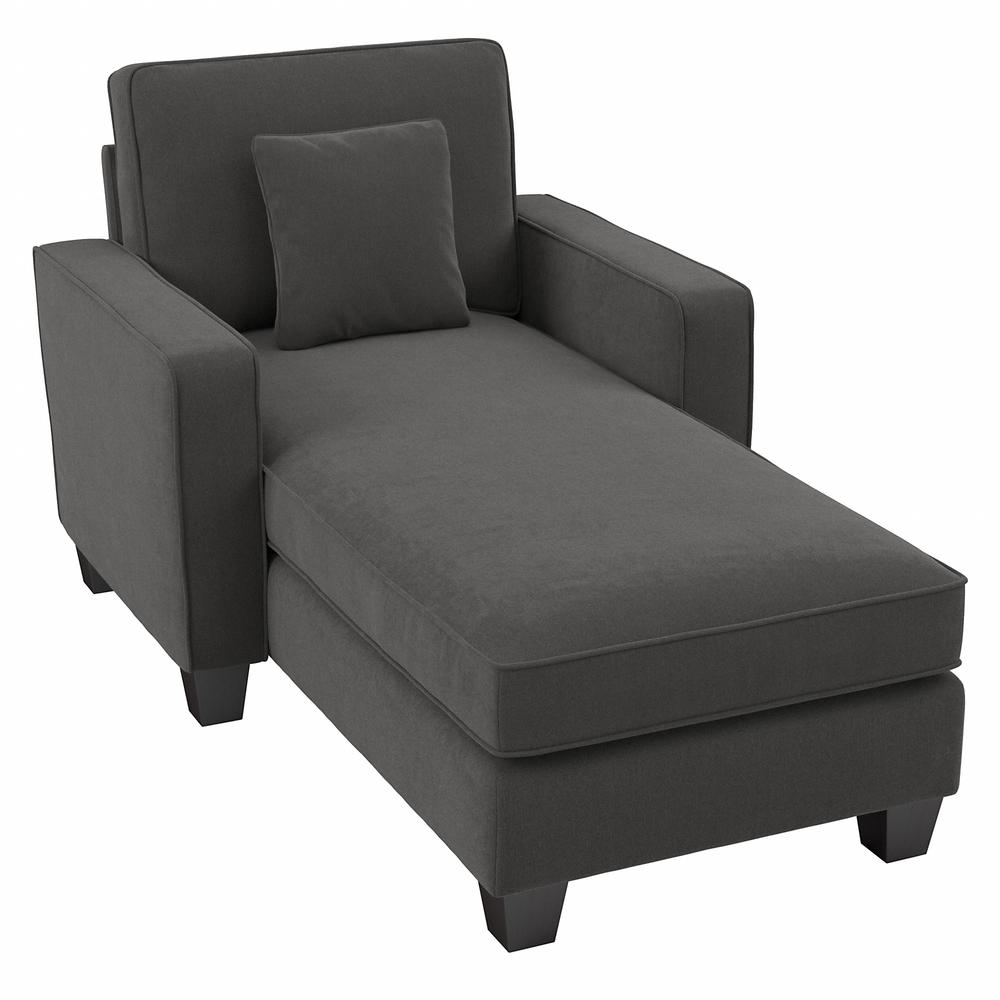 Bush Furniture Stockton Chaise Lounge with Arms - Charcoal Gray Herringbone. The main picture.