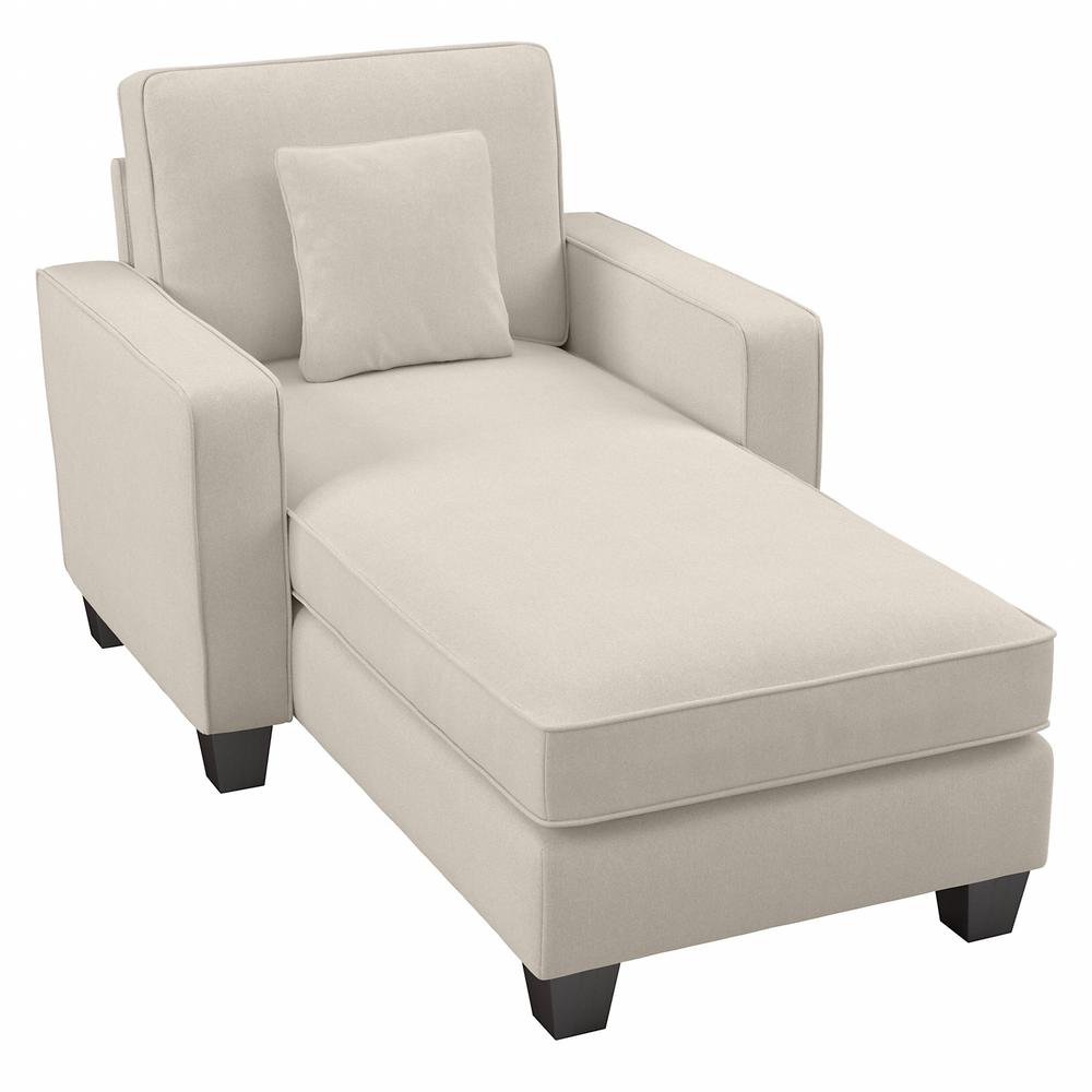 Bush Furniture Stockton Chaise Lounge with Arms - Cream Herringbone Fabric. Picture 1