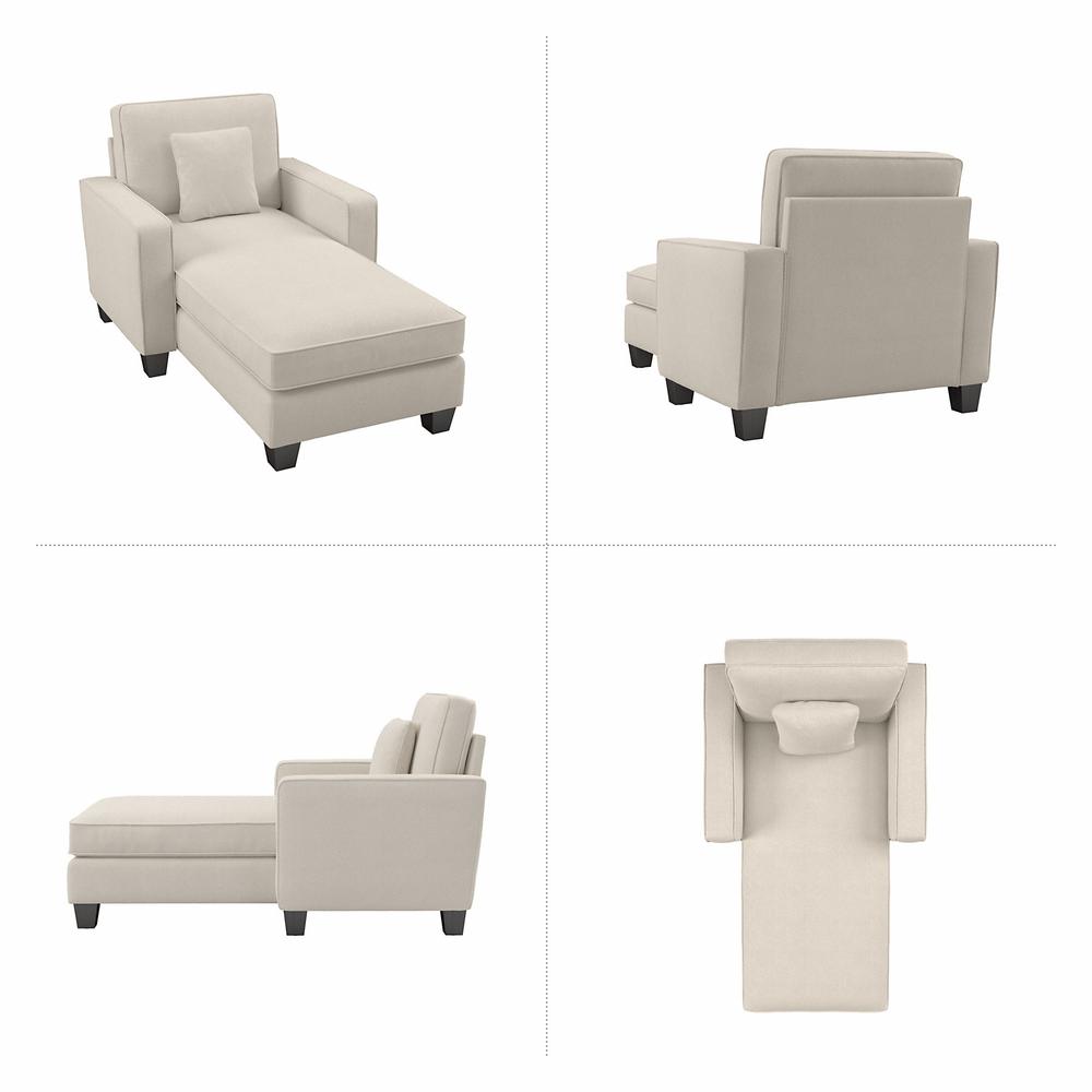 Bush Furniture Stockton Chaise Lounge with Arms - Cream Herringbone Fabric. Picture 5