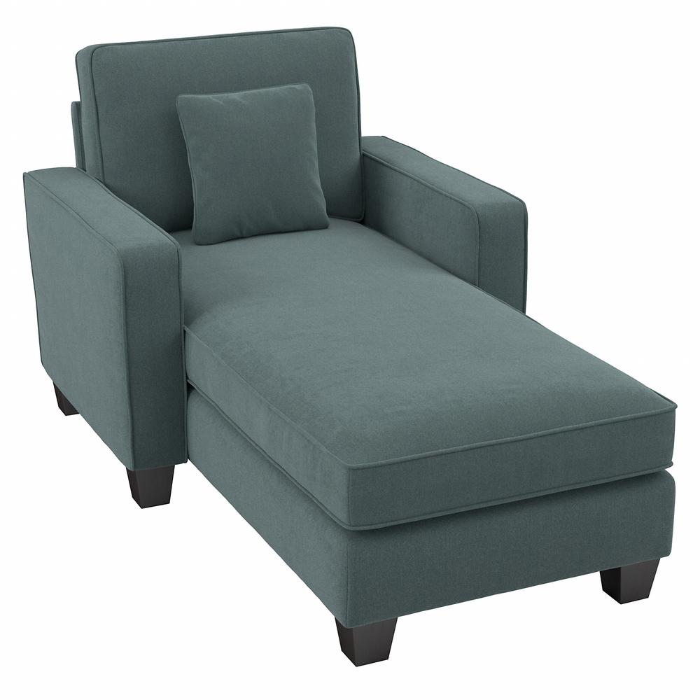 Bush Furniture Stockton Chaise Lounge with Arms - Turkish Blue Herringbone Fabric. Picture 1