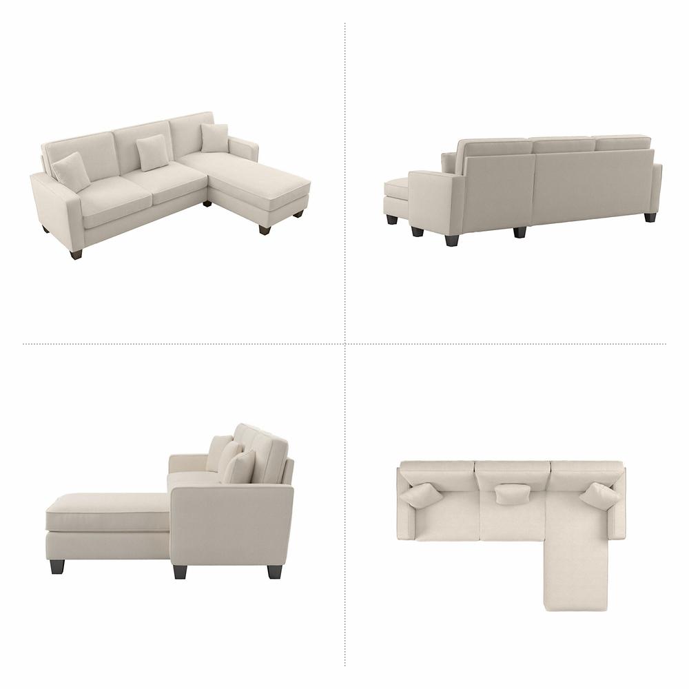 Bush Furniture Stockton 102W Sectional Couch with Reversible Chaise Lounge - Cream Herringbone Fabric. Picture 2