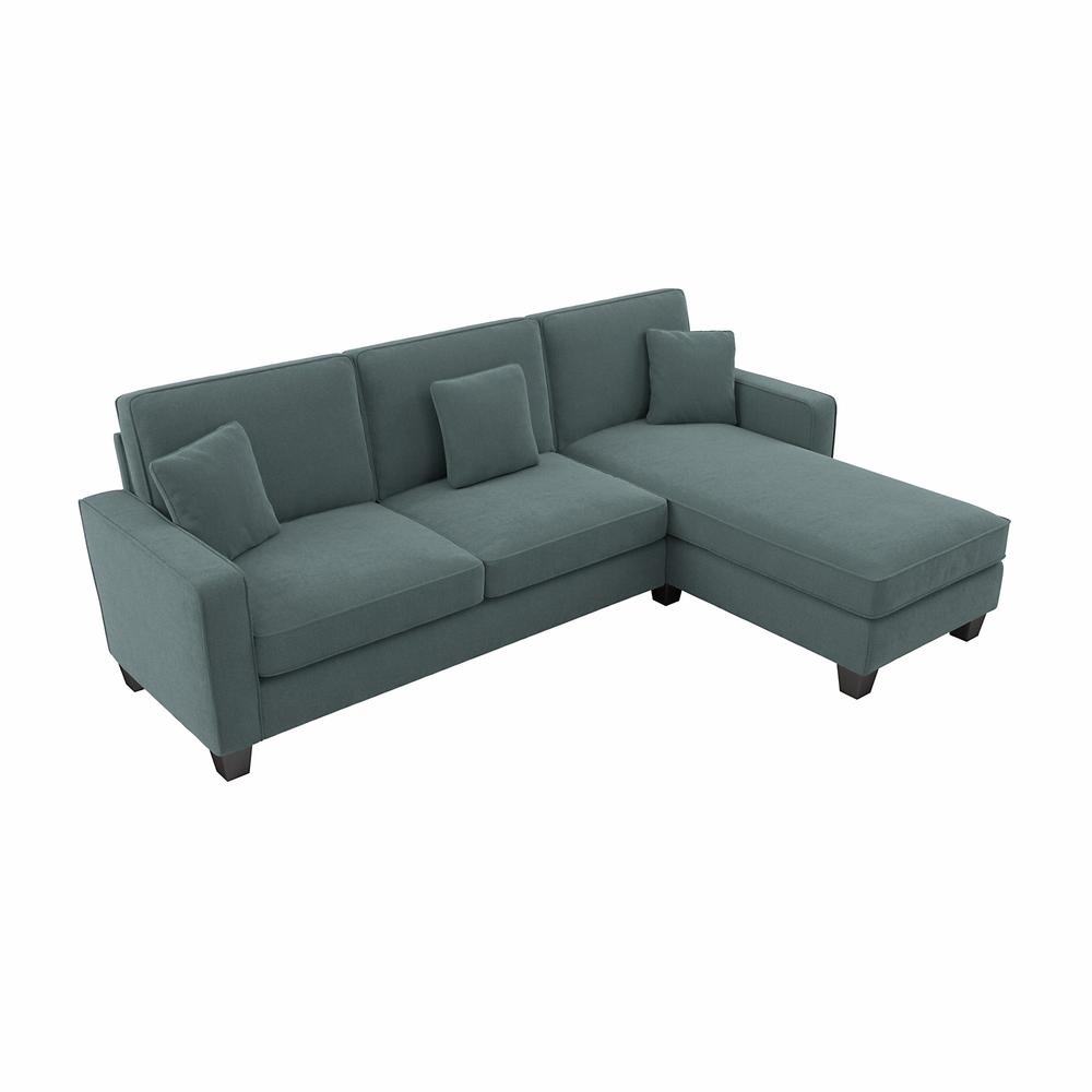 Bush Furniture Stockton 102W Sectional Couch with Reversible Chaise Lounge - Turkish Blue Herringbone Fabric. Picture 1